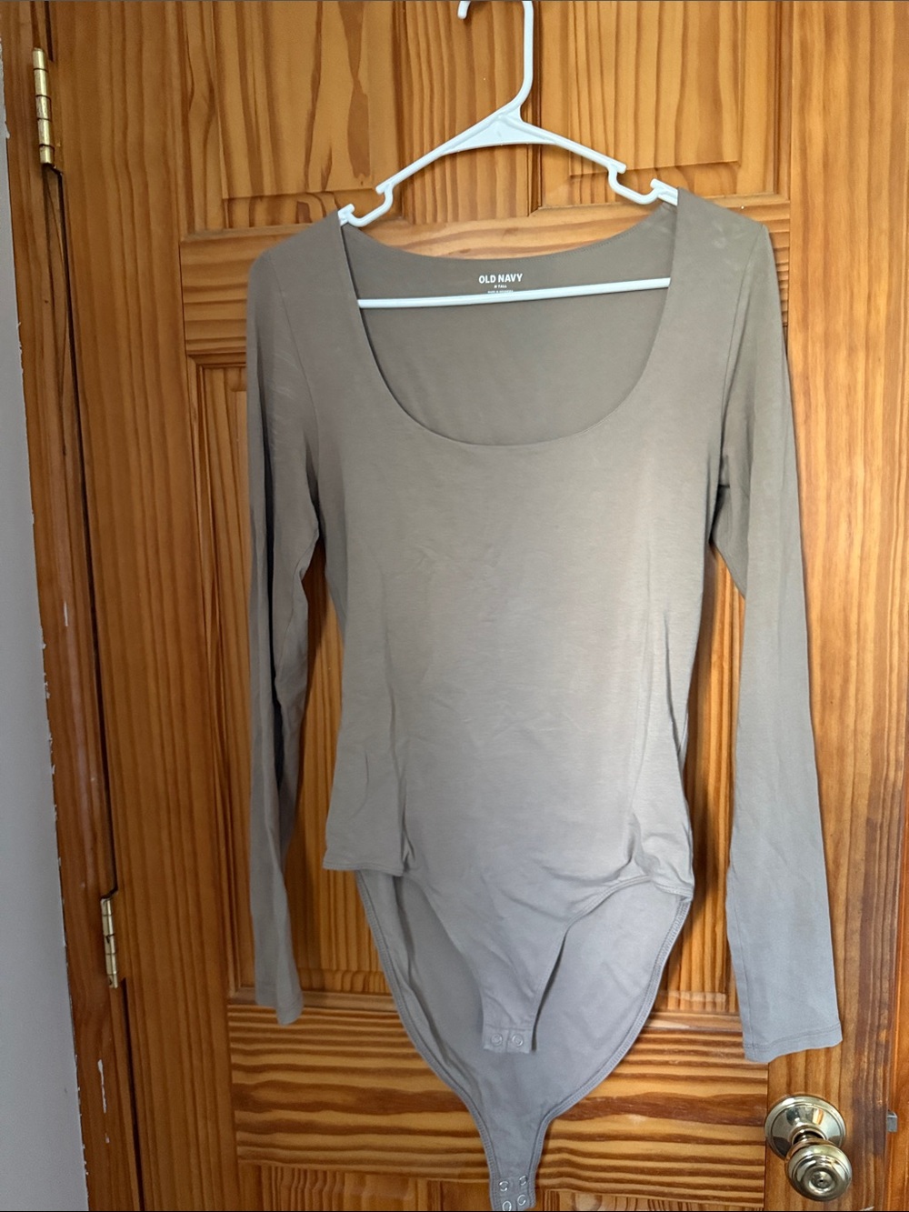 Old Navy Long Sleeve Scoop Neck Bodysuit - Taupe Brown